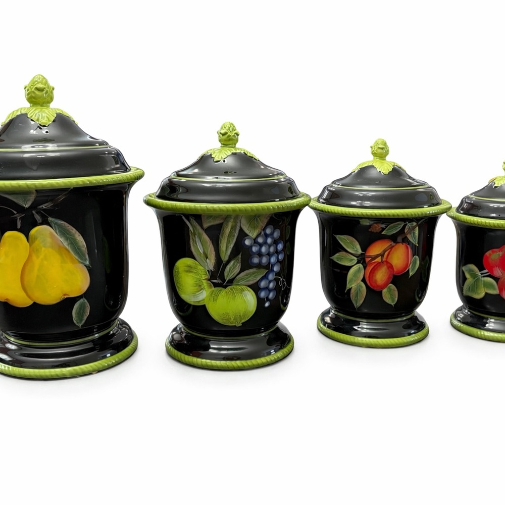 Certified International Hand Painted Fruit Canisters
